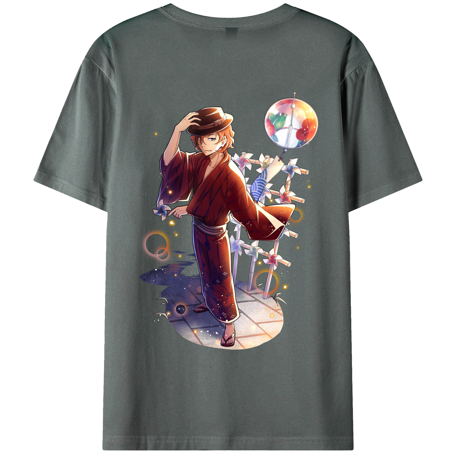 （画像用） 文豪ストレイドッグス Bungo Stray Dogs 綿100％ メンズ半袖Tシャツ（バックプリント） 通気性